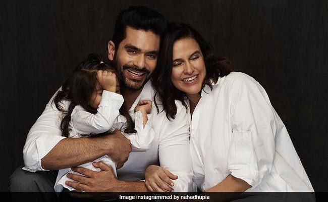 neha dhupia and angad bedi with their daughter mehr