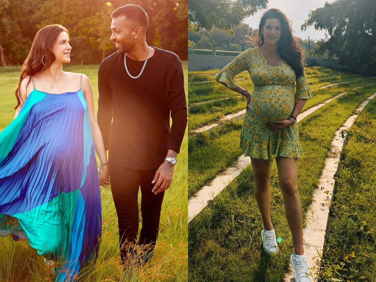 Pregnant natasha stankovic with husband Hardik Pandaya 